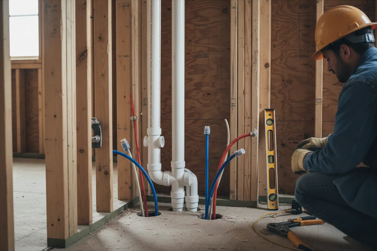 Drain and supply rough-in during Garbage Disposal Repair in Barnhart