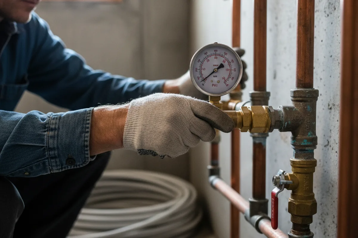 Pressure testing a repaired line during Water Line Repair in Barnhart